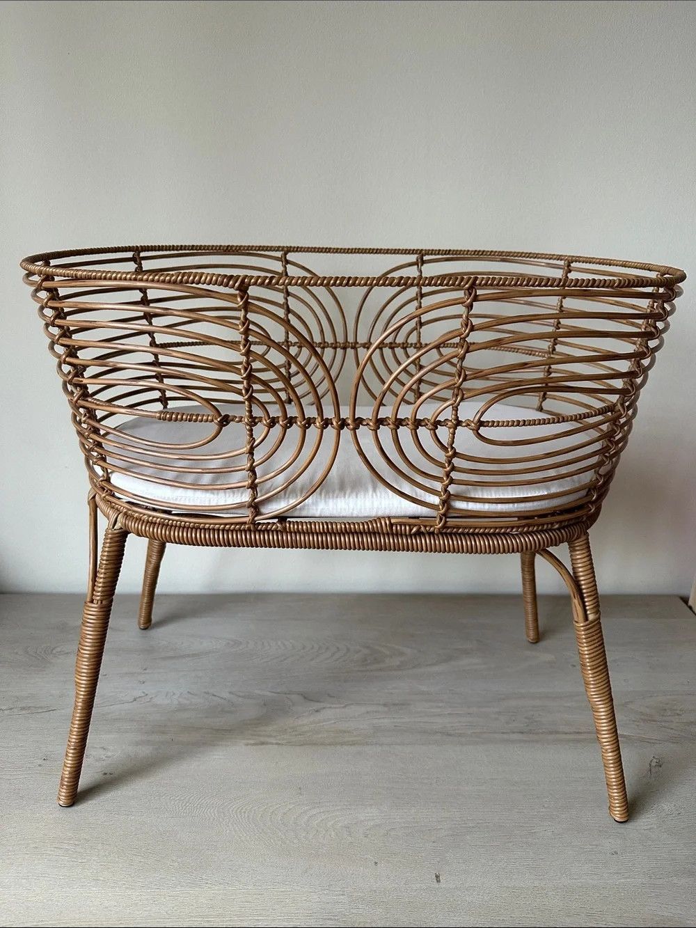 Faux Rattan Accent Cradle Bassinet in Brown - Unbranded